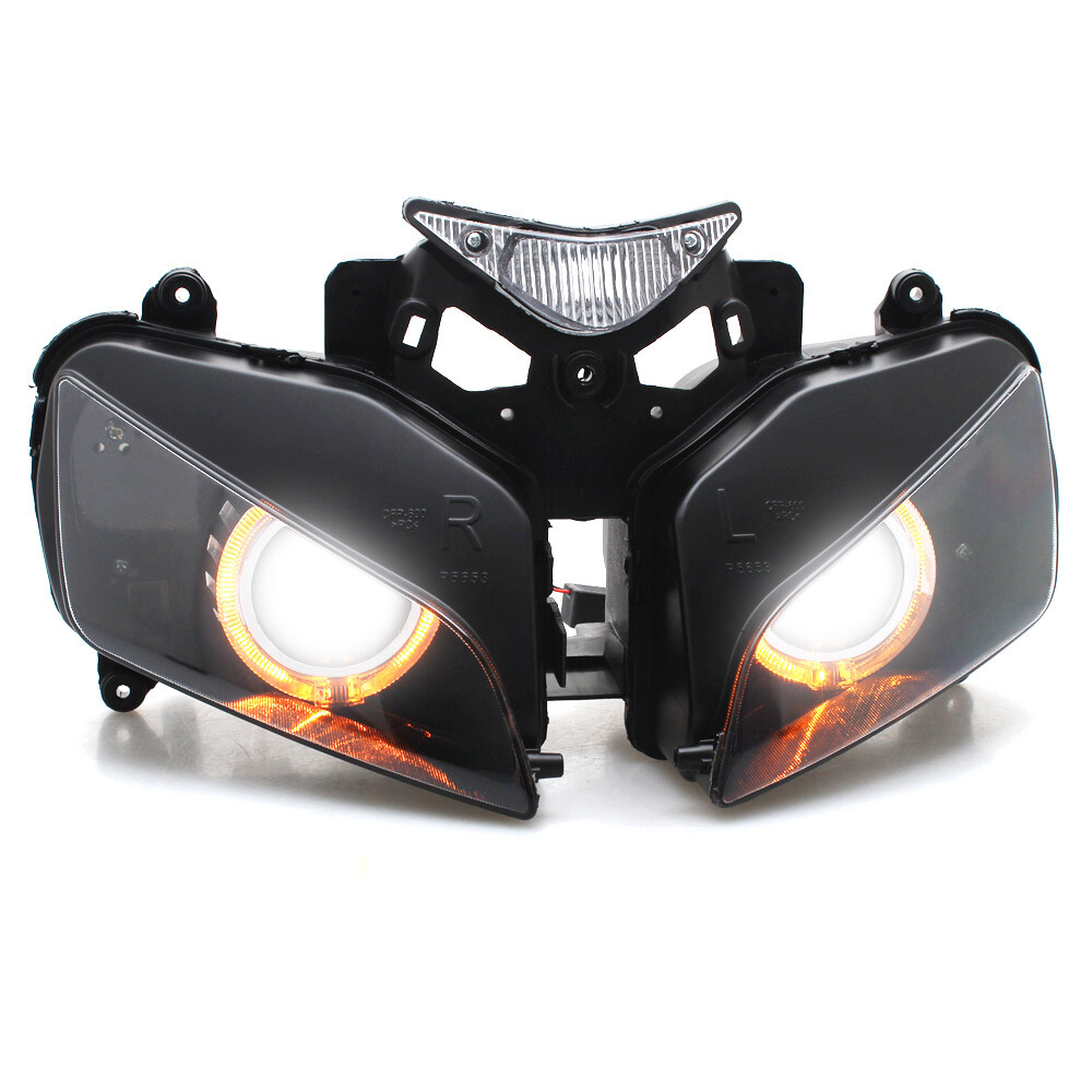Fully Headlight Assembly HID Projector Amber Angel Eye for Honda CBR1000RR 04-07
