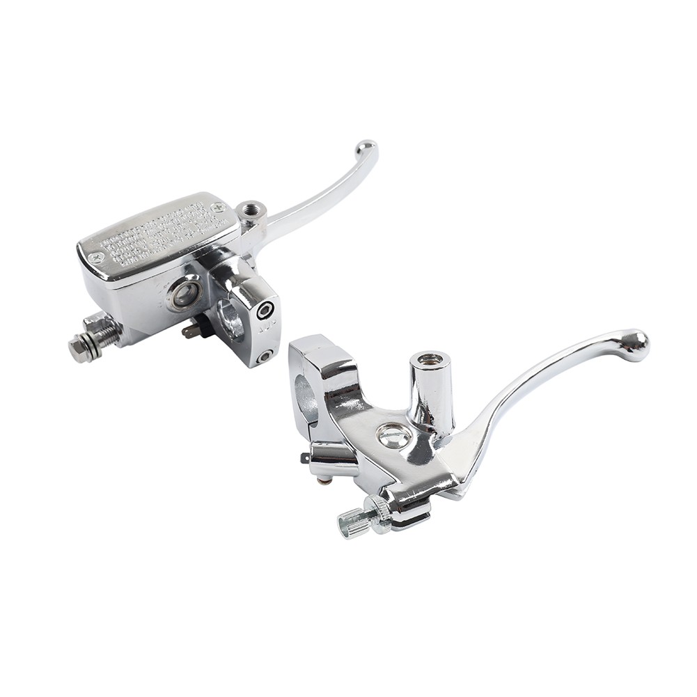 1” 25mm Left Clutch Lever Right Hydraulic Brake Master Cylinder Lever Silver