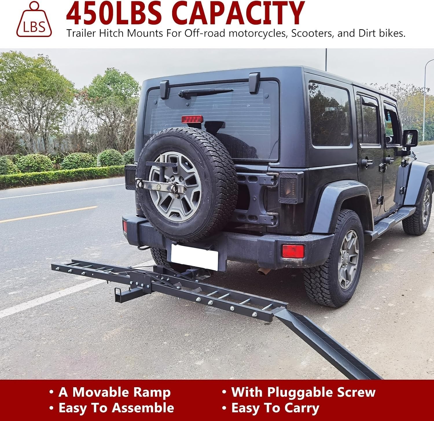 Motorcycle Hitch Carrier 500LBS Heavy Duty Steel Dirt Bike Rack Black