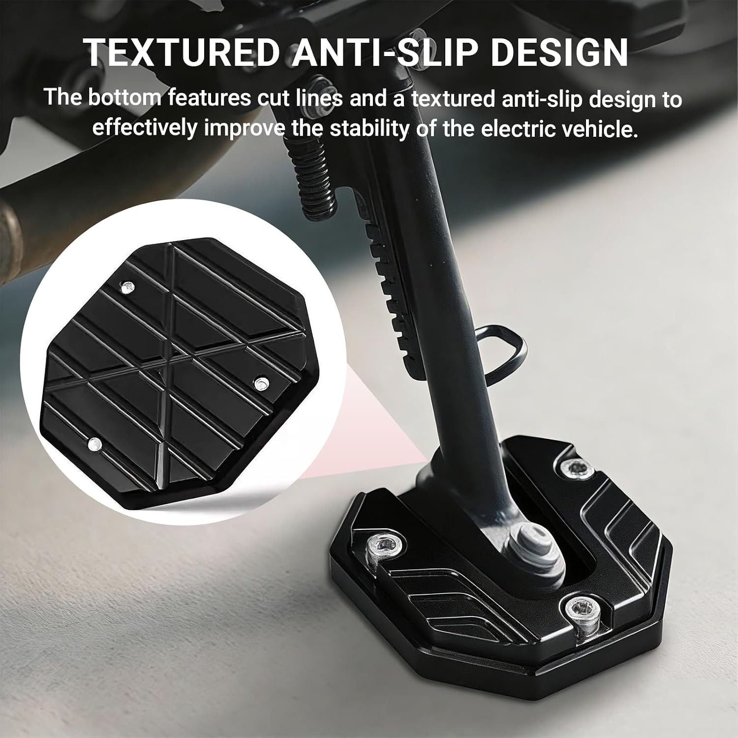 Motorcycle Kickstand Pad Plate Support Accessory, Aluminum Alloy Parking Stand E