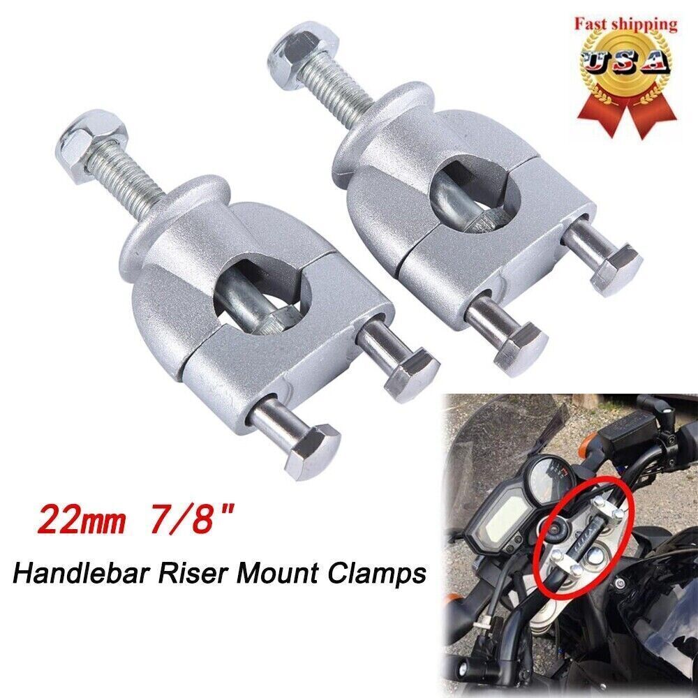 7/8″ 22mm Handlebar Mount Riser Clamp Chrome For Kawasaki KX125 KX250F KX250