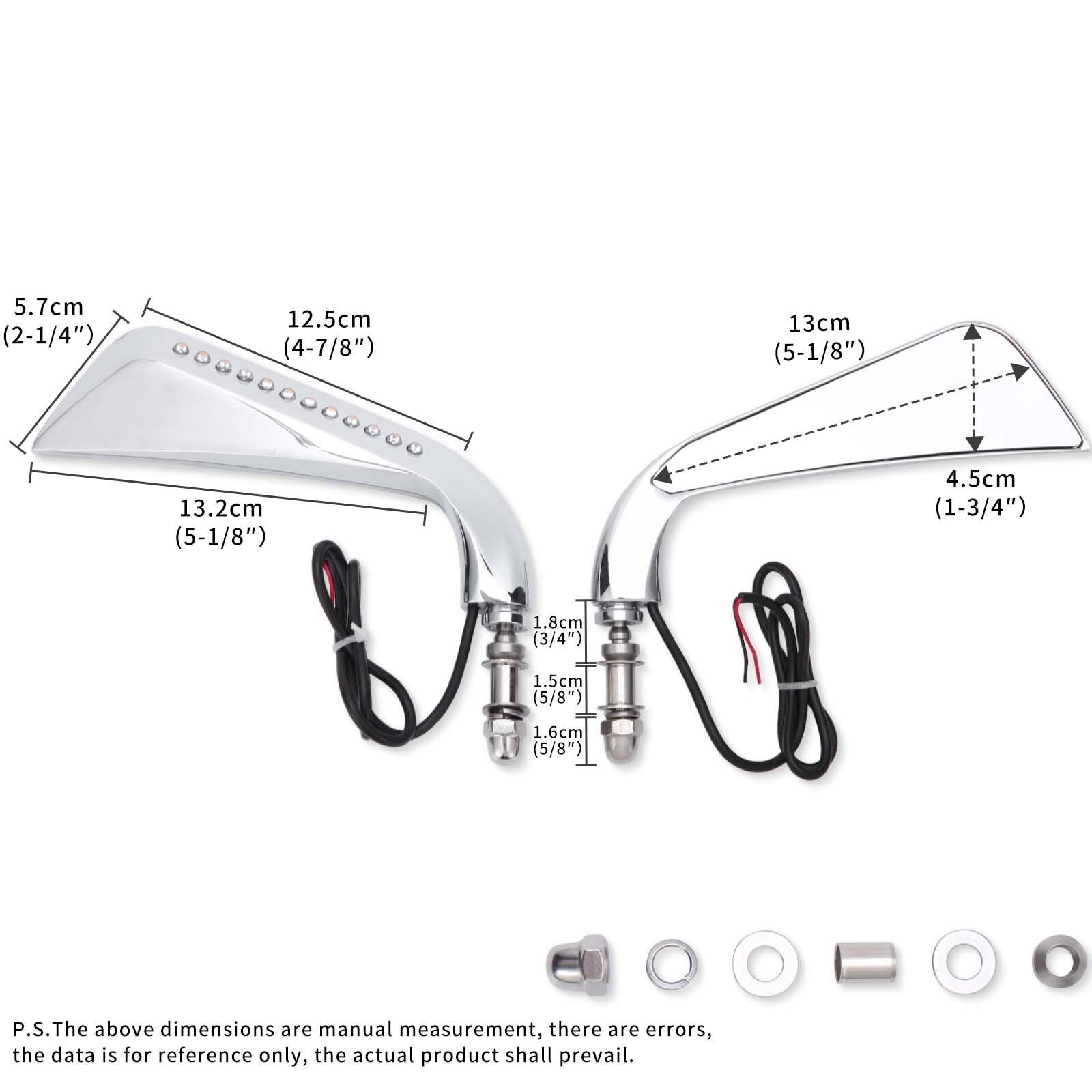 Left & Right Motorcycle Rearview Mirrors w/ LED Turn Signal for Harley Davidson