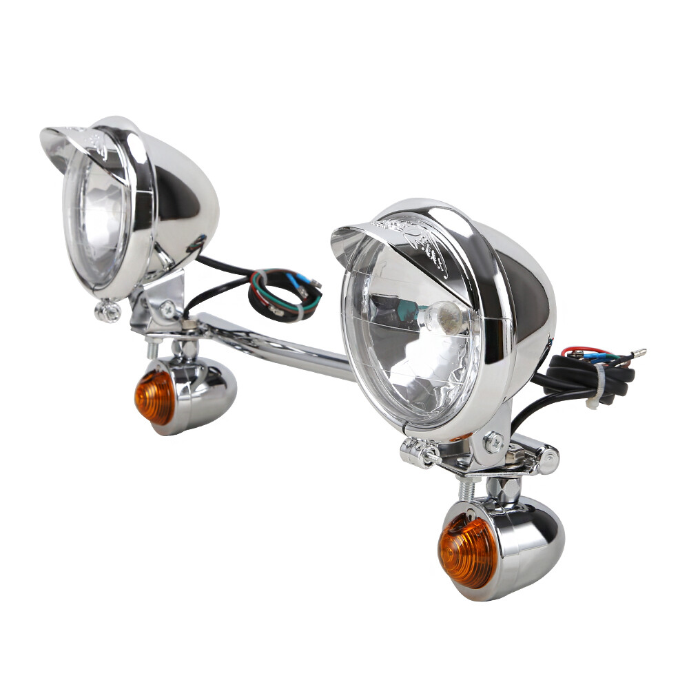 Motorcycle Passing Driving Spot Fog Light Bar Turn Signal w/ Bracket Lamp Custom