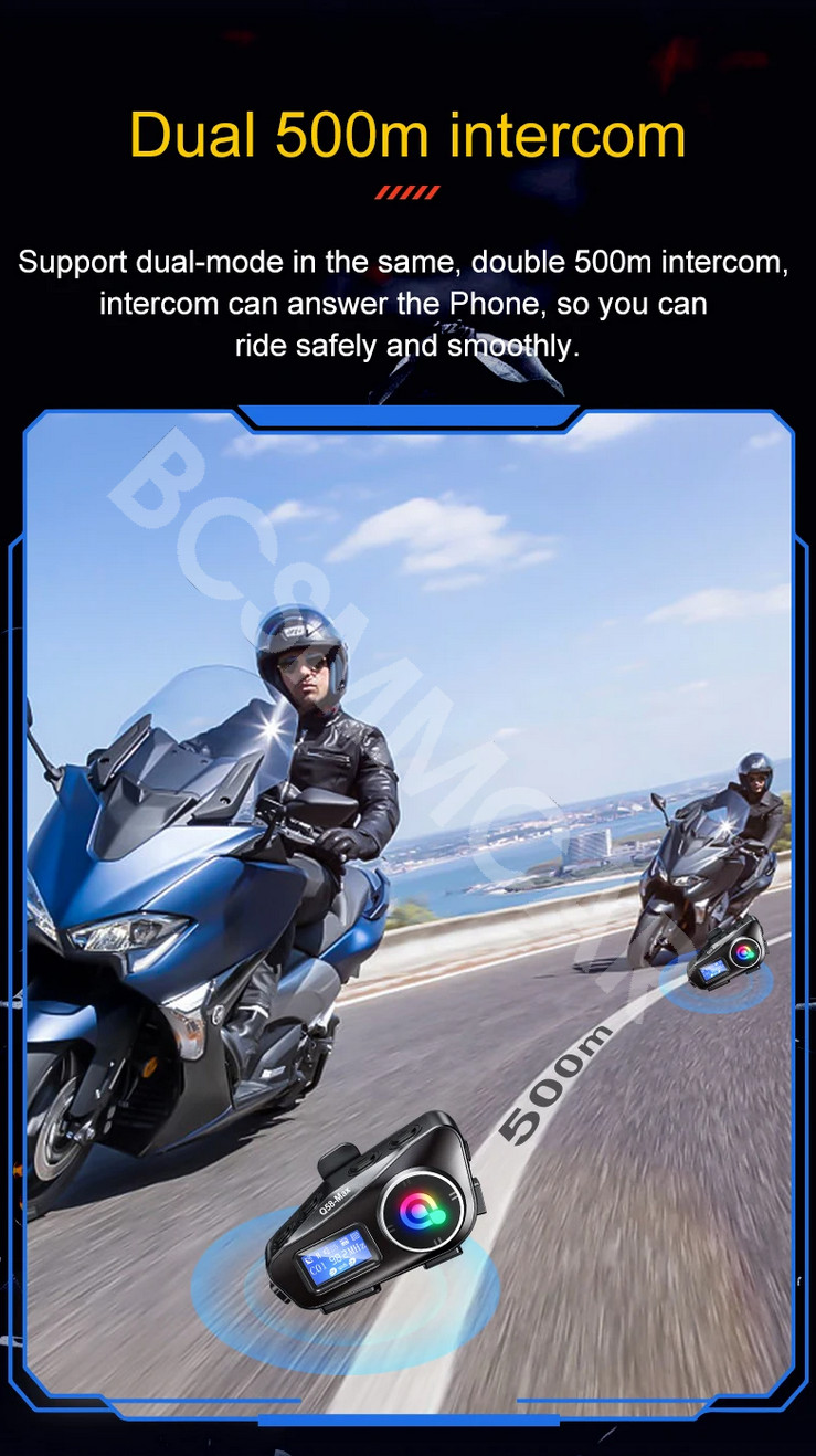 Motorcycle Bluetooth Intercom Headset Communication Share Helmet Kit Waterproof