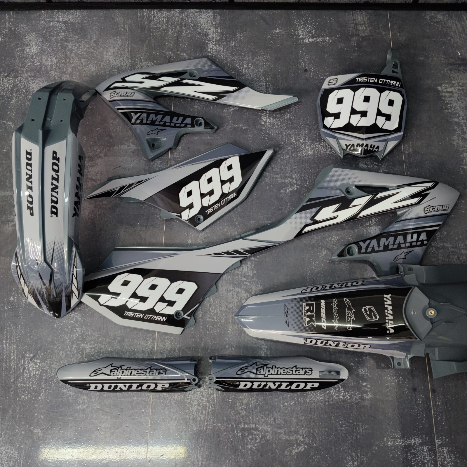 Plastics + Graphics Yamaha YZ125 YZ250 2022 2023 2024 Custom race number+name