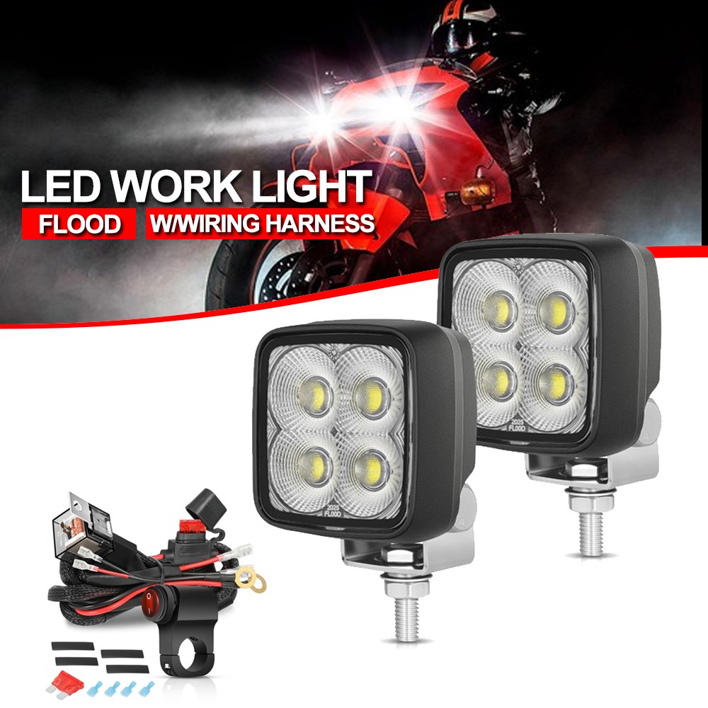 2x 3″ LED Motorcycle Auxiliary Lights Flood Beam Off Road Fog Pods for Honda CRF