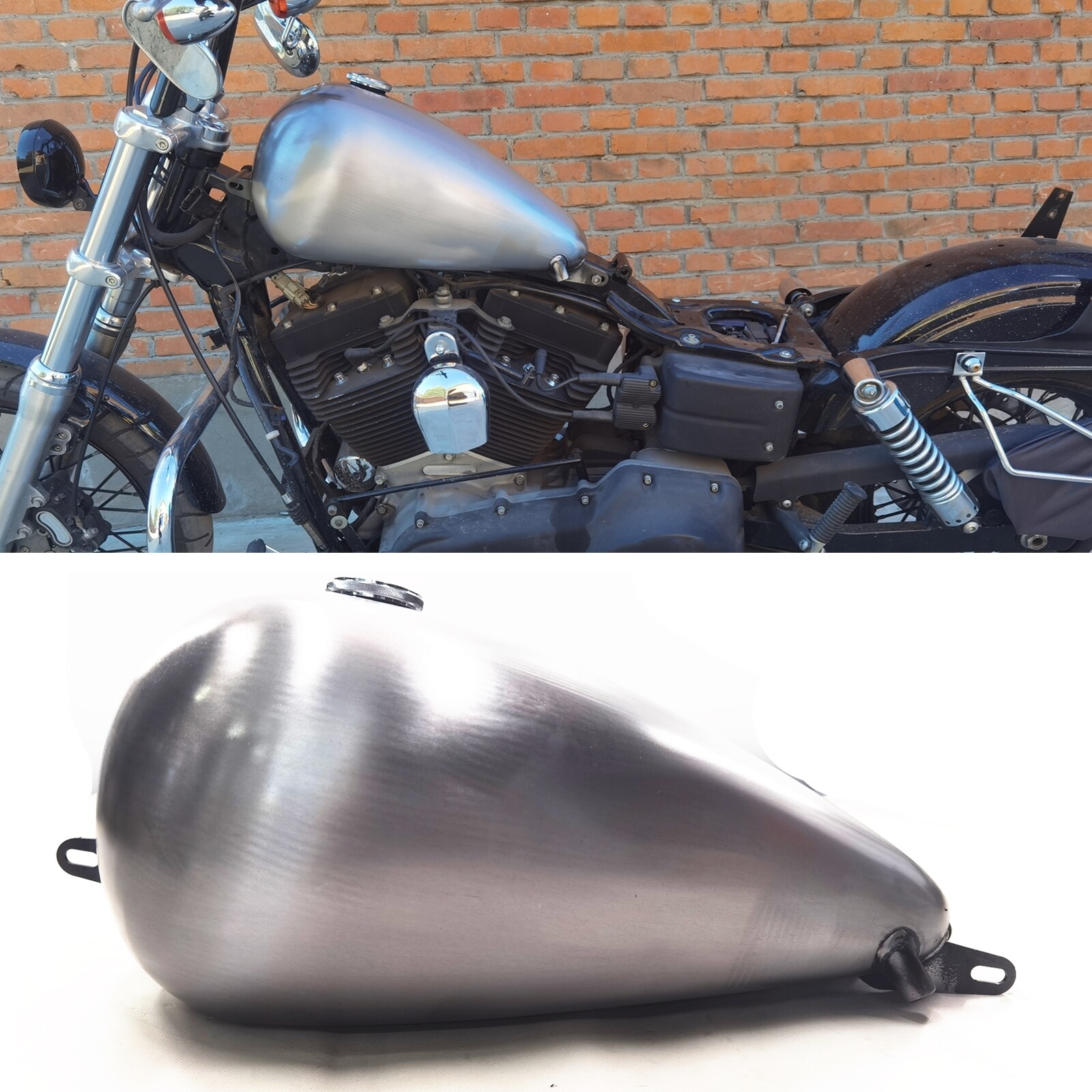 1x Motorcycle Petrol Gas Fuel Tank Silvery 14L For Harley Dyna 1999-2003 2002
