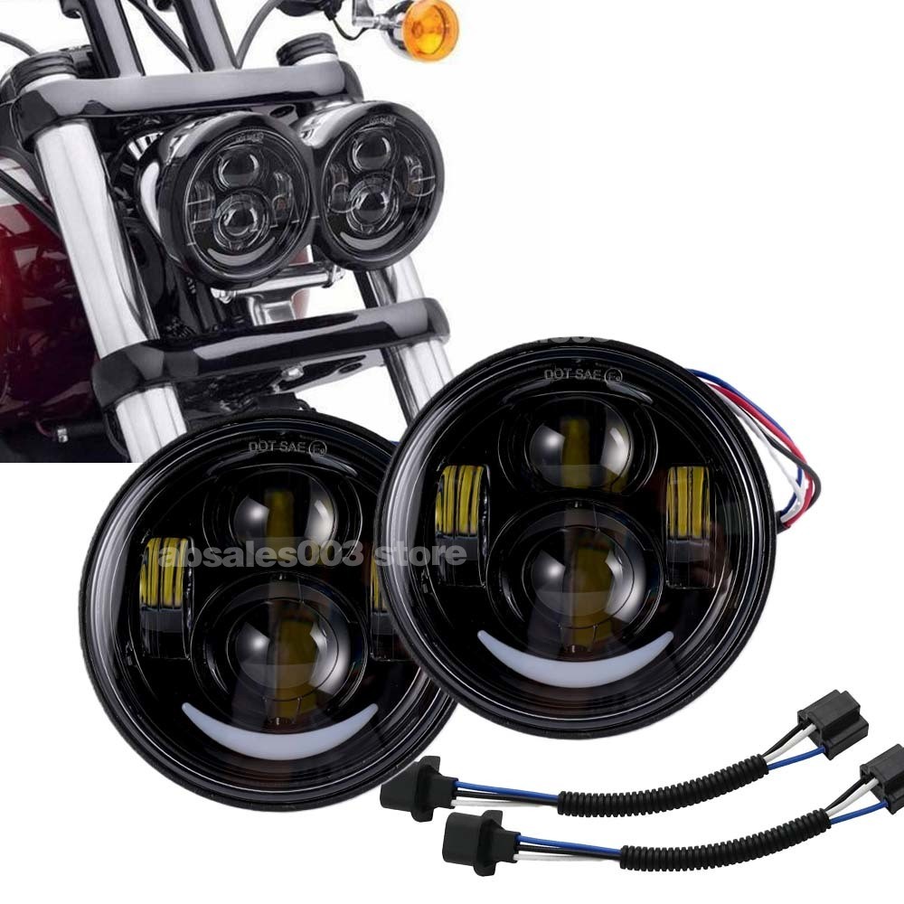 Fits for Harley FXDF Dyna Fat Bob LED Headlight Head Light Lamp 2008-2017 DRLs