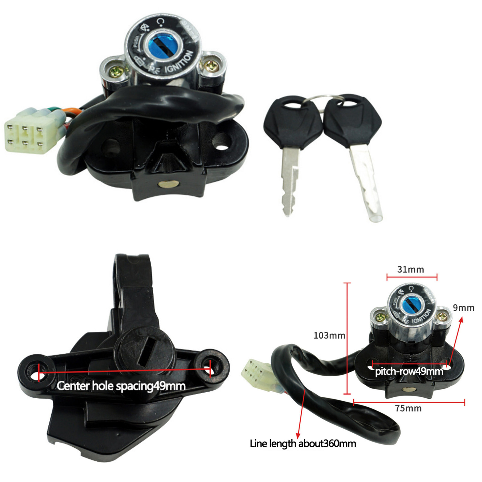 Aluminium Alloy Universal Motorcycle Modified Ignition Key Lock Set Kit Switch