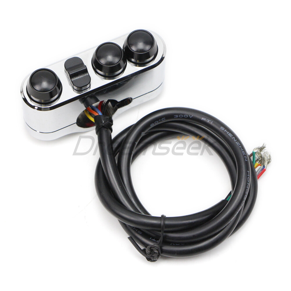1” Universal Handlebar Switch Button Control Turn Signal Horn for Harley Chrome