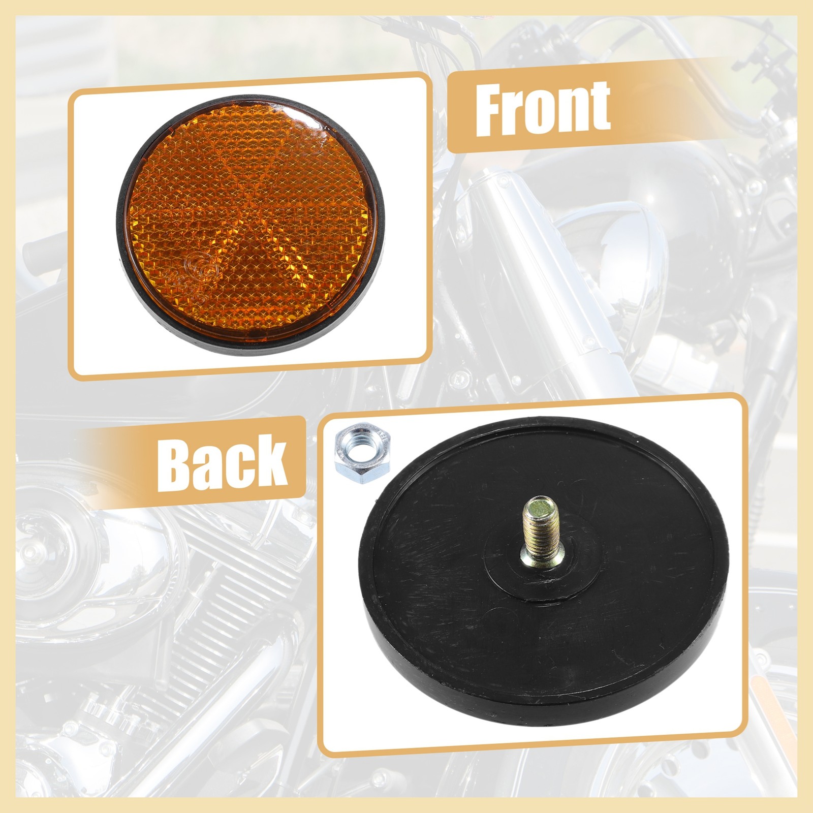 4 Pcs M6x1.0 Orange Red Motorcycle Round Screw on Reflective Warning Reflectors