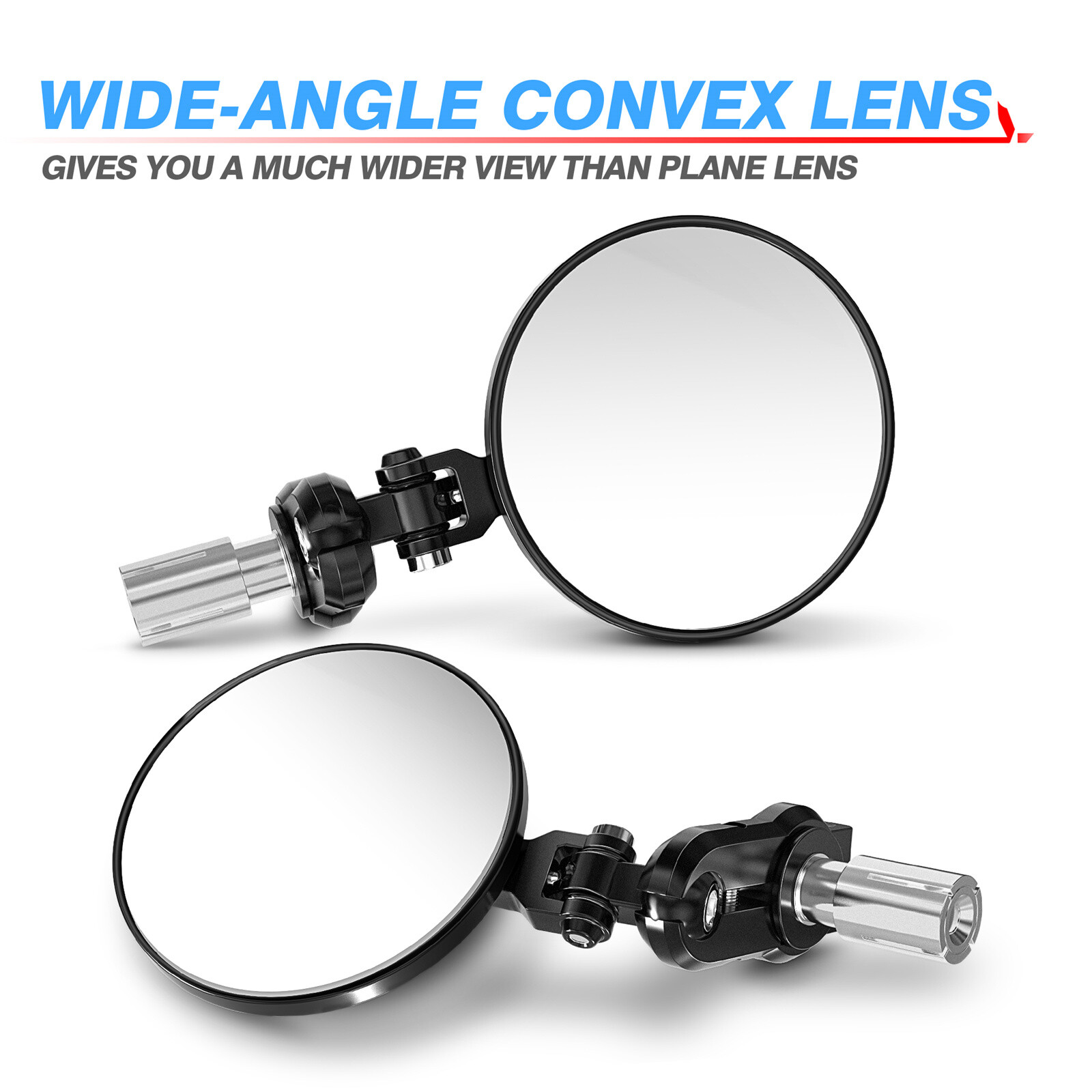 2PCS Universal Motorcycle Round 7/8″ 22mm Handle Bar End Rearview Side Mirrors