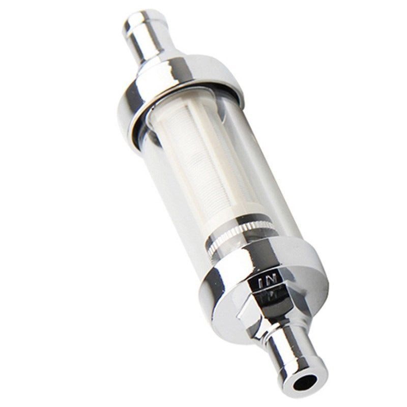 2PCS 9748 Universal Fuel Filter ​Clear View Inline 3/8″ Chrome Hose Barb Petrol