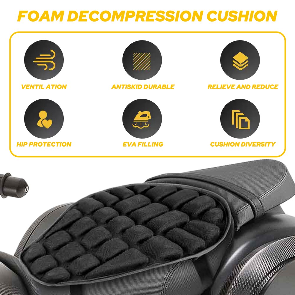 Motorcycle Gel Seat Comfort Cushion Pillow Pad Cover Pressure Relief Universal