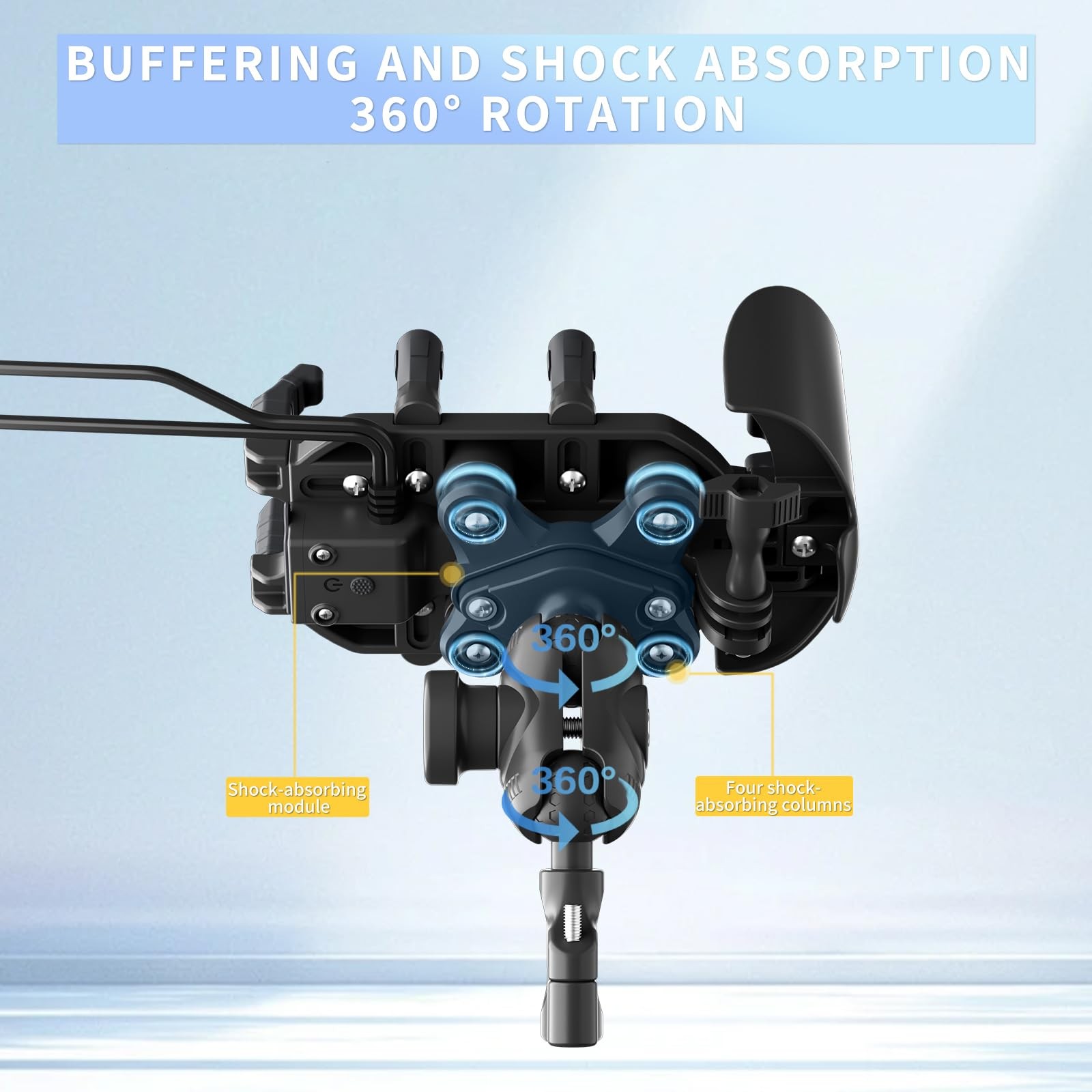 Motorcycle Phone Mount with 15W Wireless Charger & PD/USB-C Black