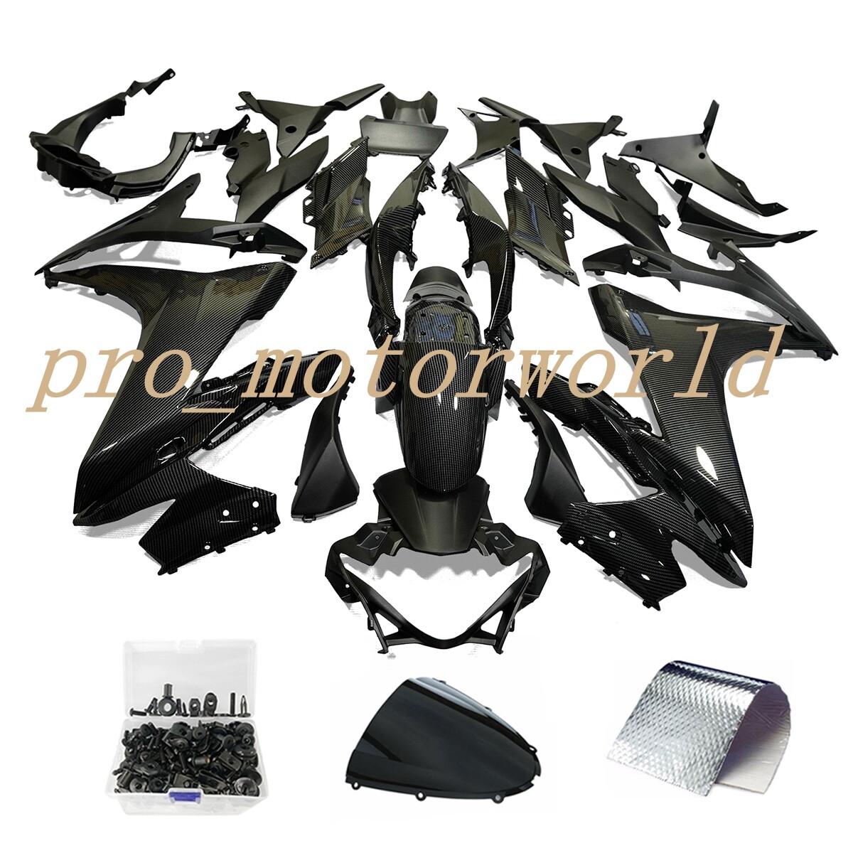 Carbon Fiber Fairing Kit w/Bolts For Suzuki GSX250R 2017-2024 Black Bodywork Set
