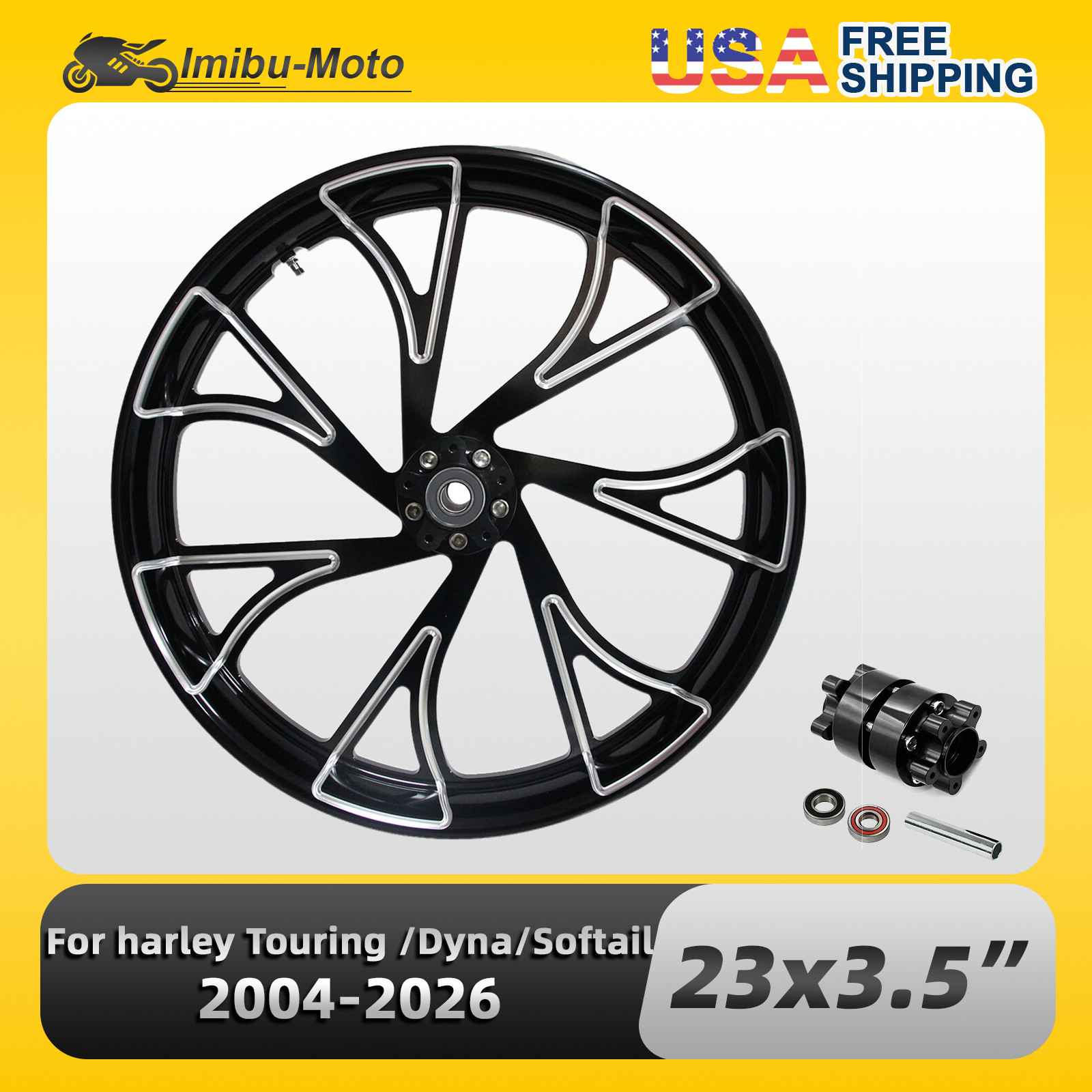 23″ x 3.5″ Front Wheel Rim & Dual Hub for Harley Touring Electra Glide 2008-2022