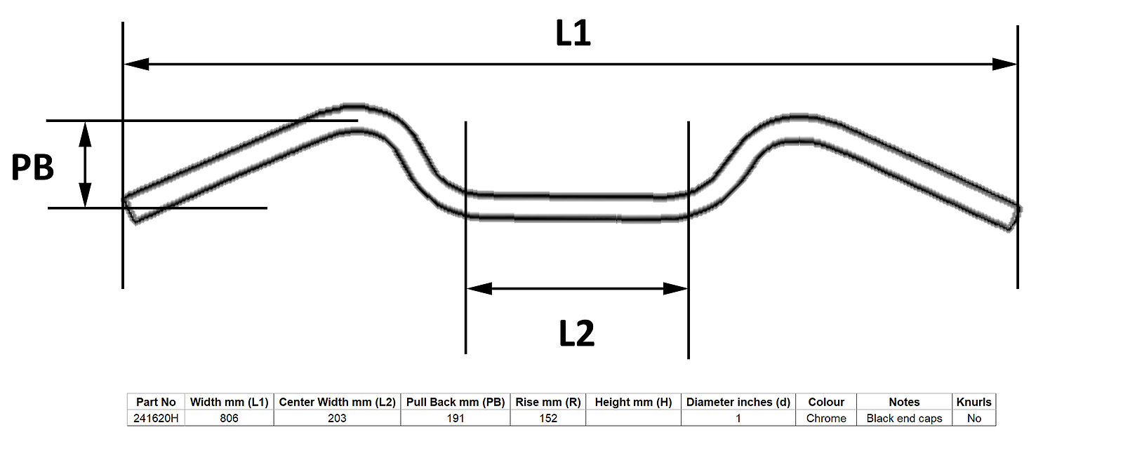 1″ Inch Chrome 6″ Inch Rise Glide Style Handlebars with Dimples