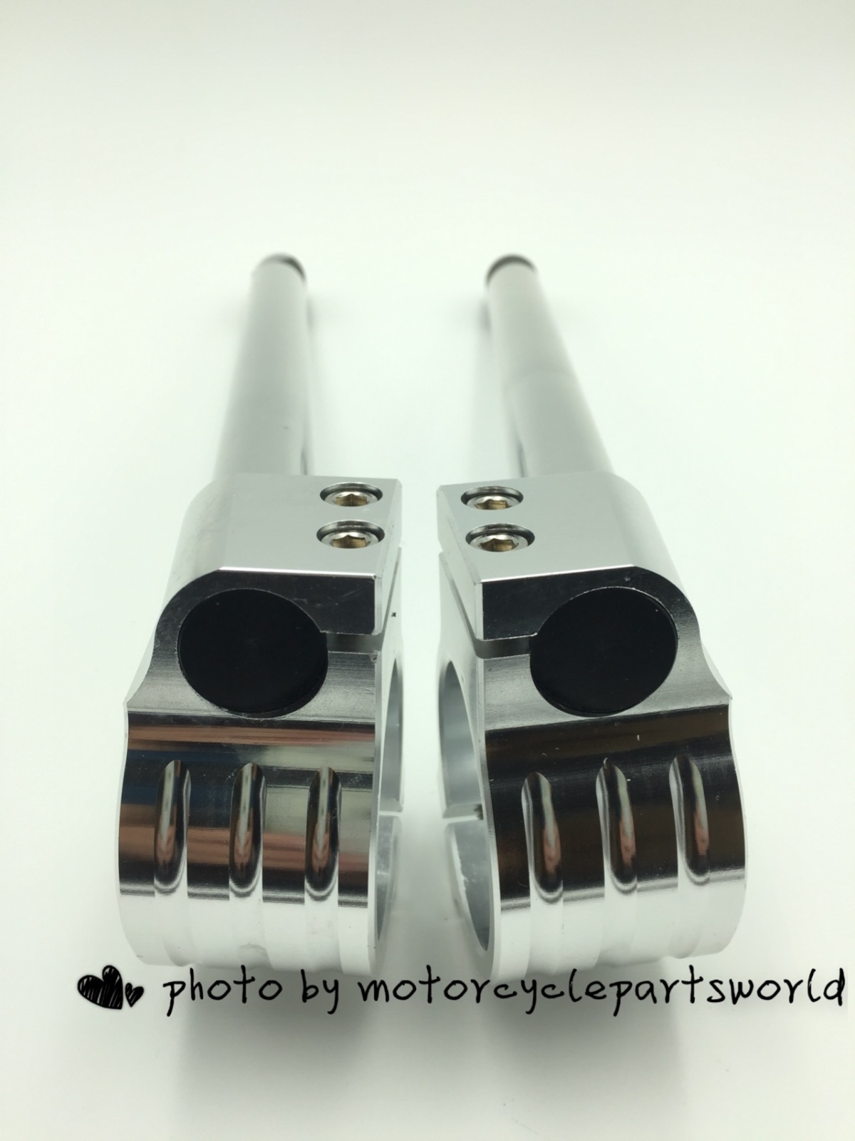 Silver 45mm Cafe Racer Bar 7/8″ Motorcycle Universal Clip-On Handlebar Fork Tube