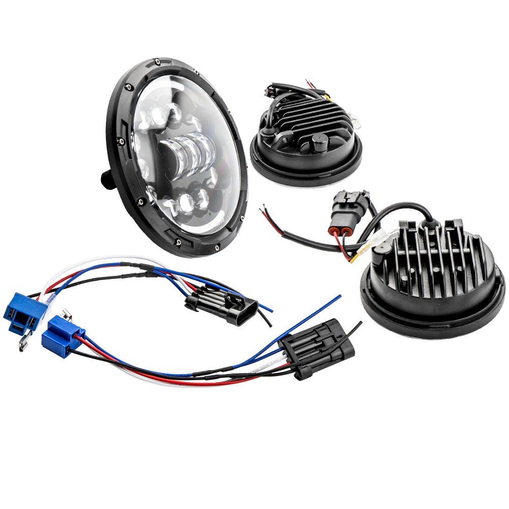 7 Inch 4.5 Inch 90W/40W Round LED Headlights Fog Light Hi & Lo Beam 12-24V DC