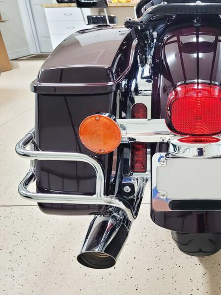 Chrome Hard Saddlebag Guard Rails For Harley Touring Road King Glide 2014-2023