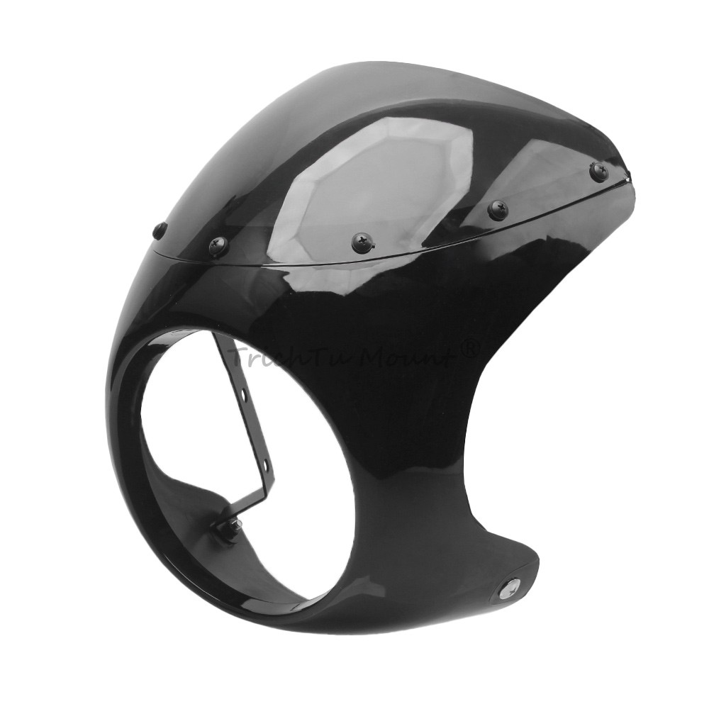 Gloss Black 7″ Round Headlight Windshield Fairing Cover Fit For Cafe Racer Honda