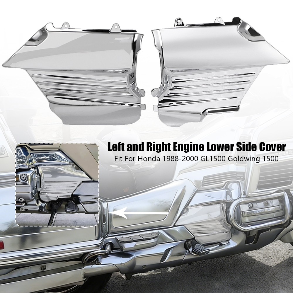 Left & RIght Chrome Engine Lower Side Cover For Honda 1988-2000 GL1500 Goldwing