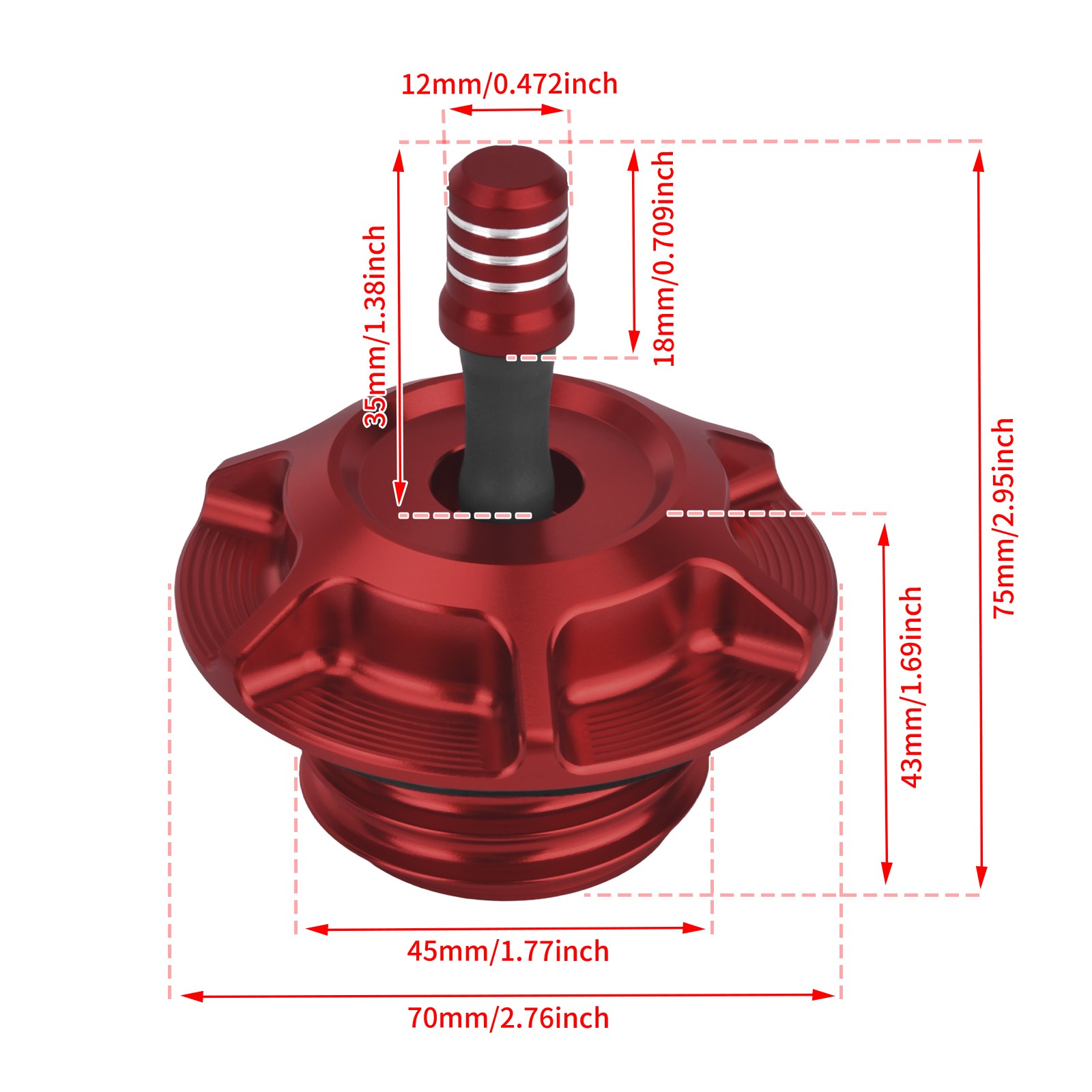Gas Fuel Tank Red Cap w/ Vent Tube Universal Fit For Harley Touring Softail Dyna