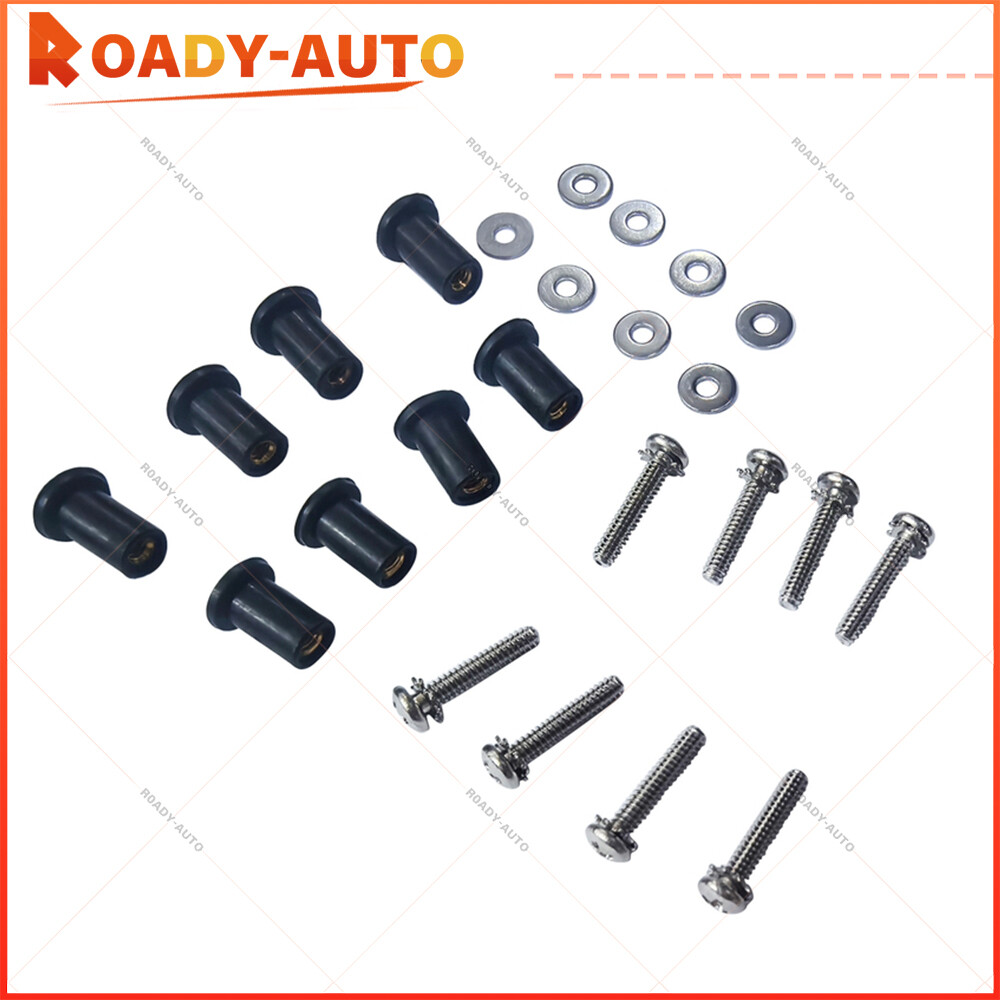 For Harley 8PCS Headlight Bucket Nacelle Stainless Steel & Rubber Well Nut Kit