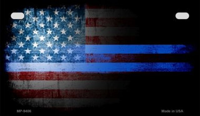 American Flag Police Novelty Motorcycle License Plate Tag