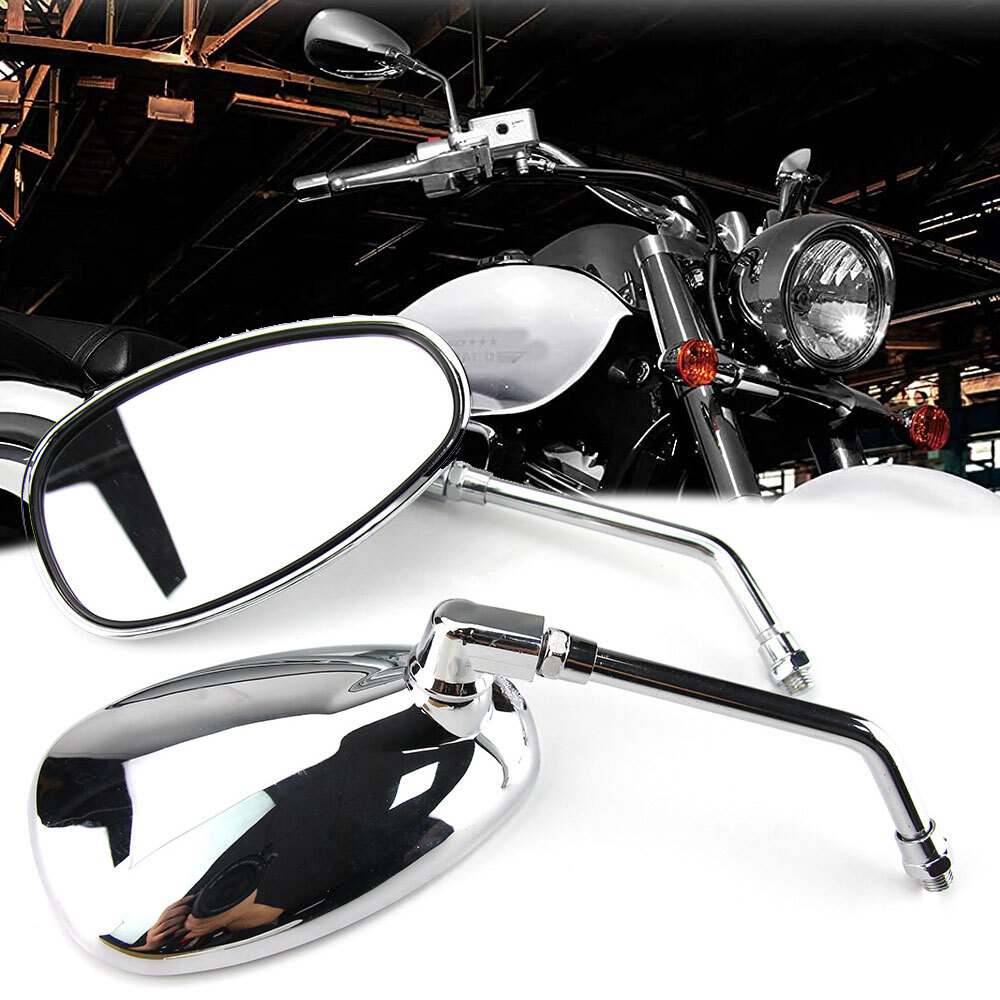 10MM Chrome Rectangle Motorcycle Mirrors For Kawasaki Vulcan VN 500 800 900 1600