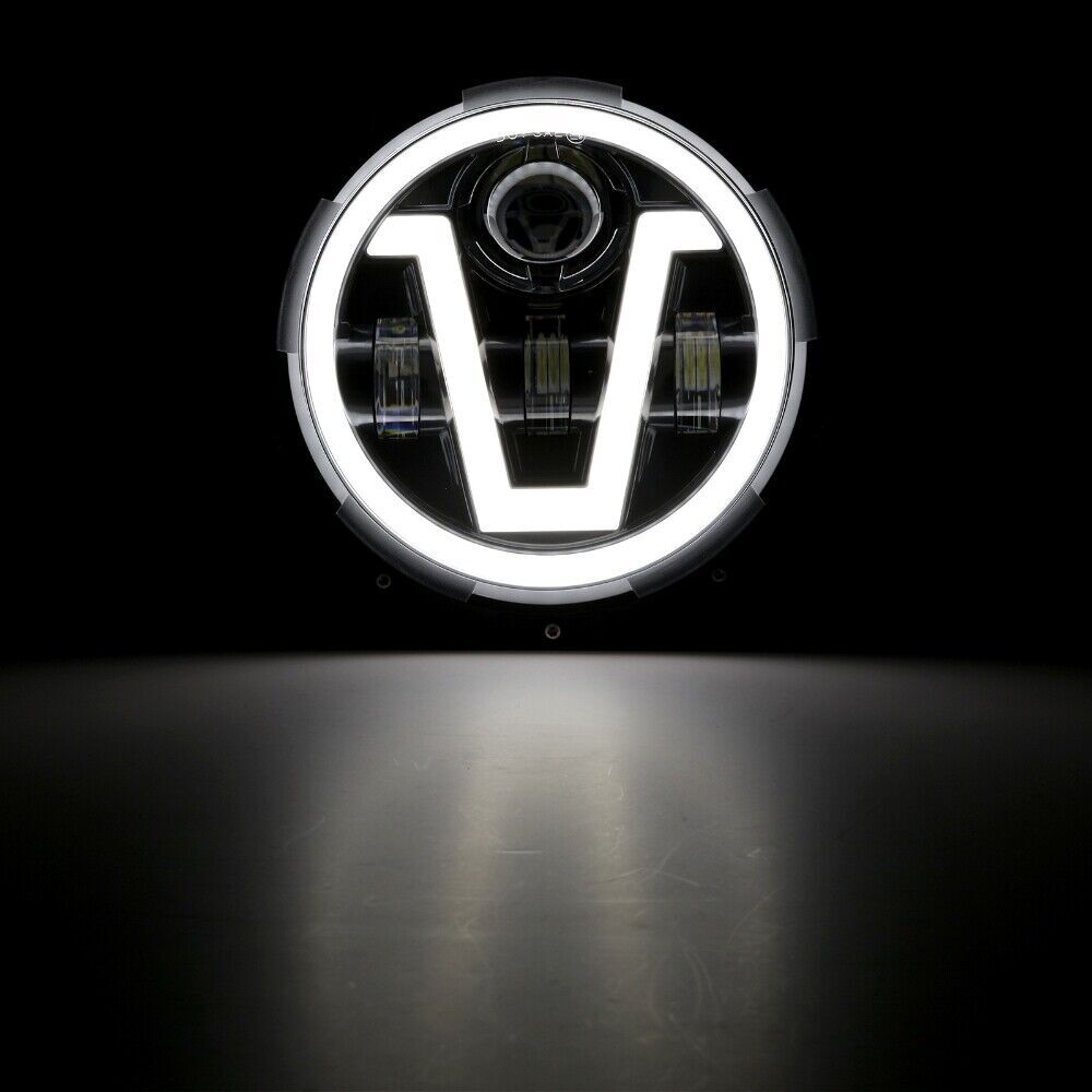 7″inch Round Motorcycle LED Headlight Hi/Lo Beam Turn Signal DRL Lamp For Harley