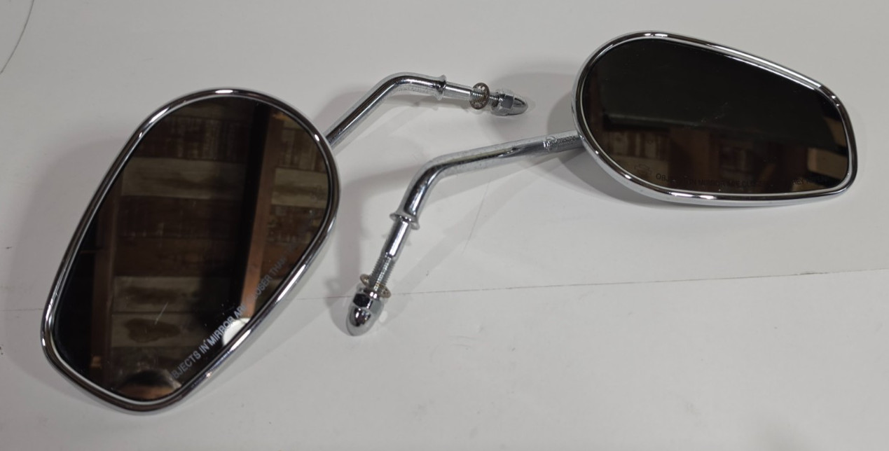Pair of Harley Davidson OEM Stock Chrome Tapered Short Stem Mirrors 92022-03A