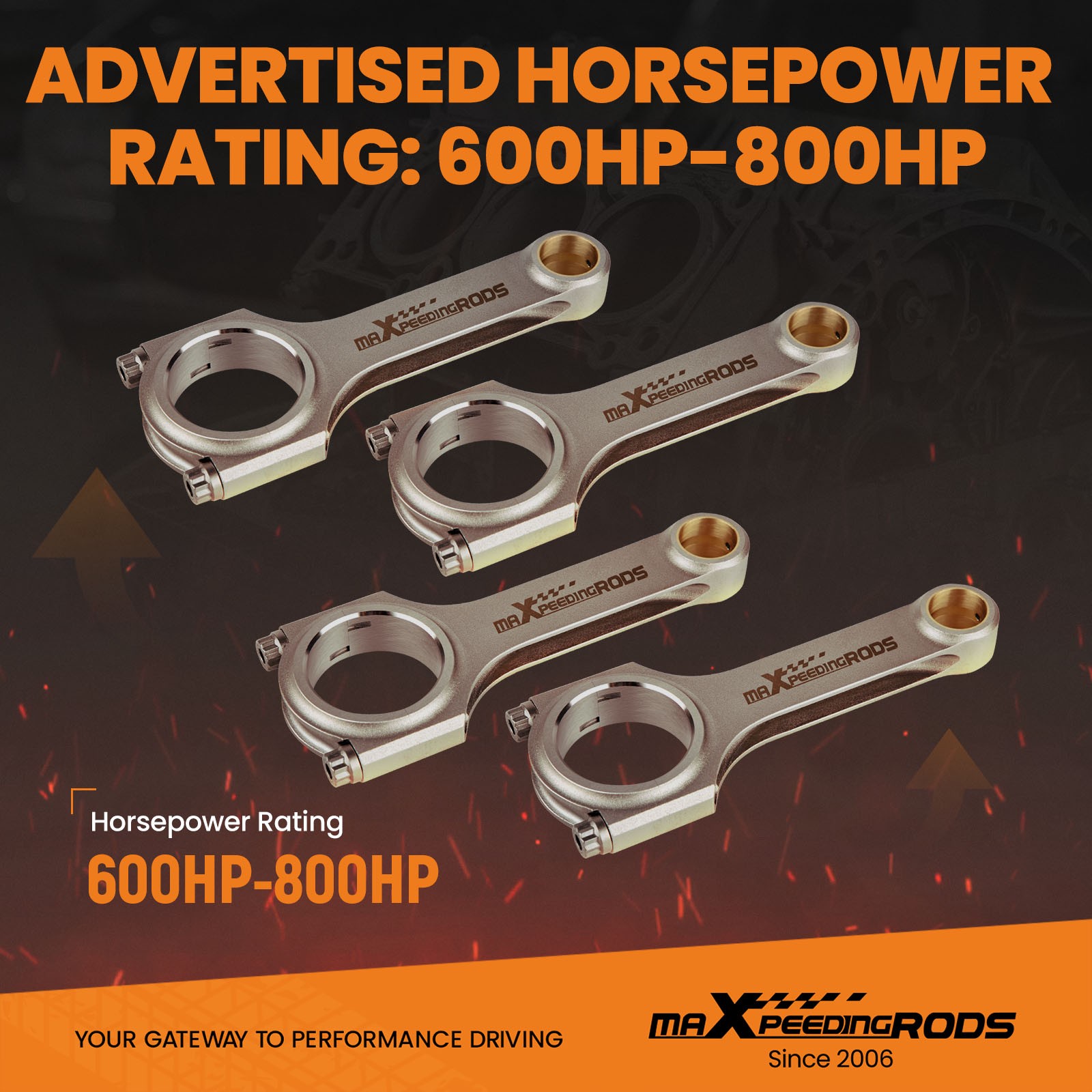 4pcs Racing 4340 EN24 H-Beam Connecting Rods for Suzuki GSX1300R Hayabusa 99-07