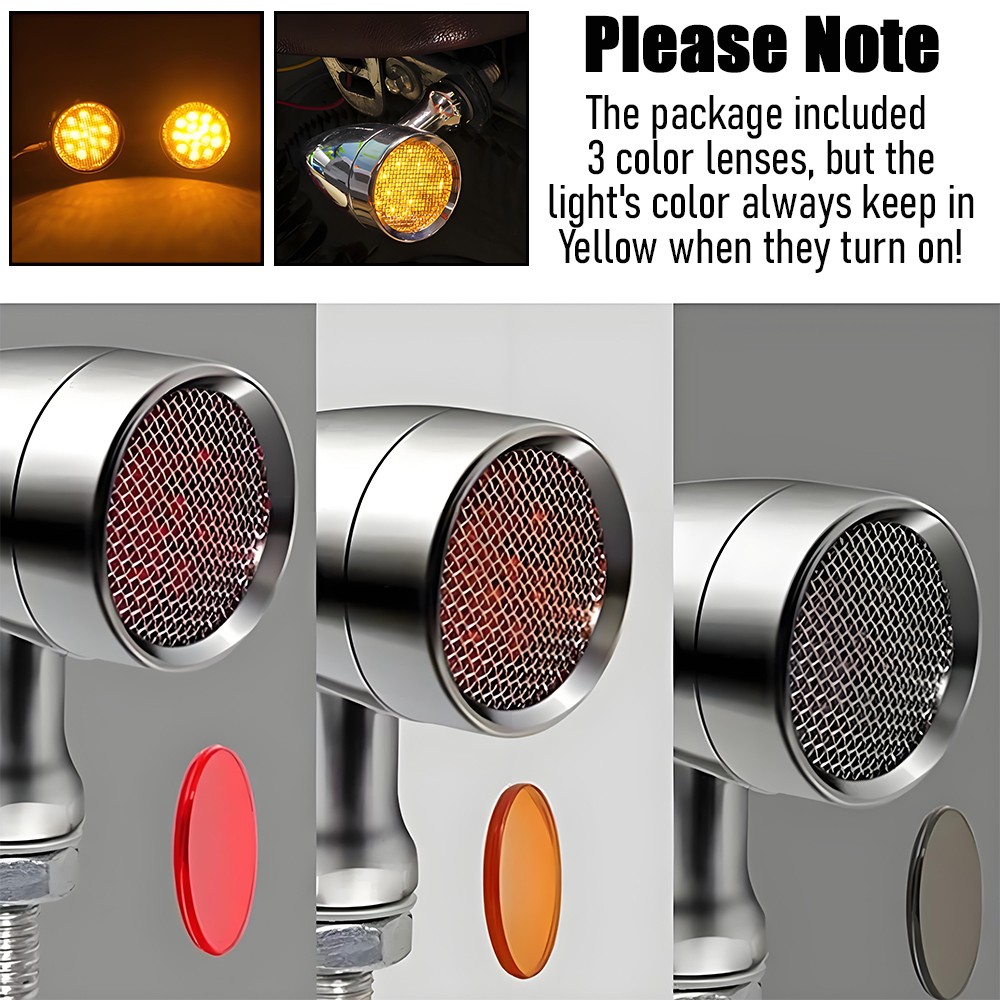 Amber Chrome Front Rear Turn Signal Blinker Indicator Light Motorcycle Universal