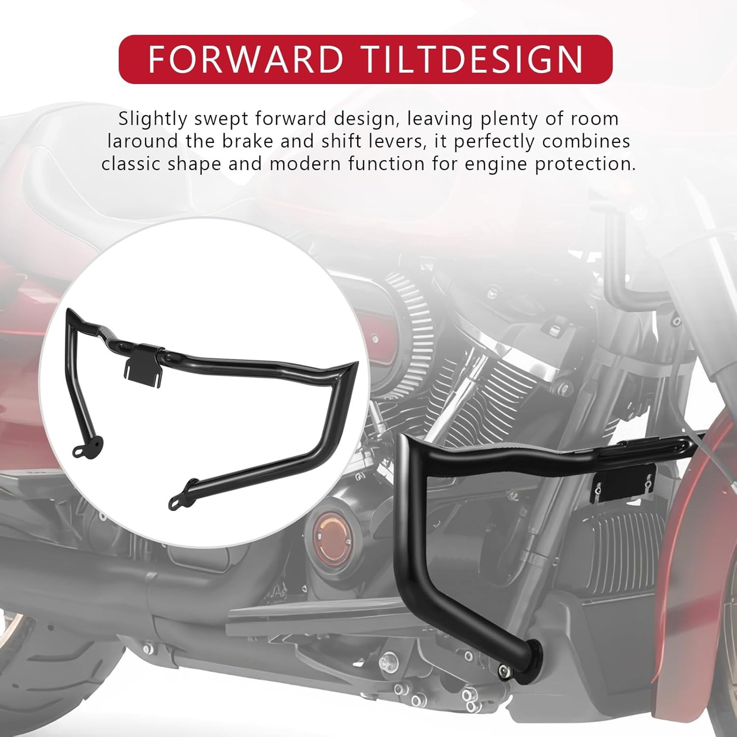 Vivid Black Chopped Engine Guard Fairing Support For Harley Road Glide 2009-2023