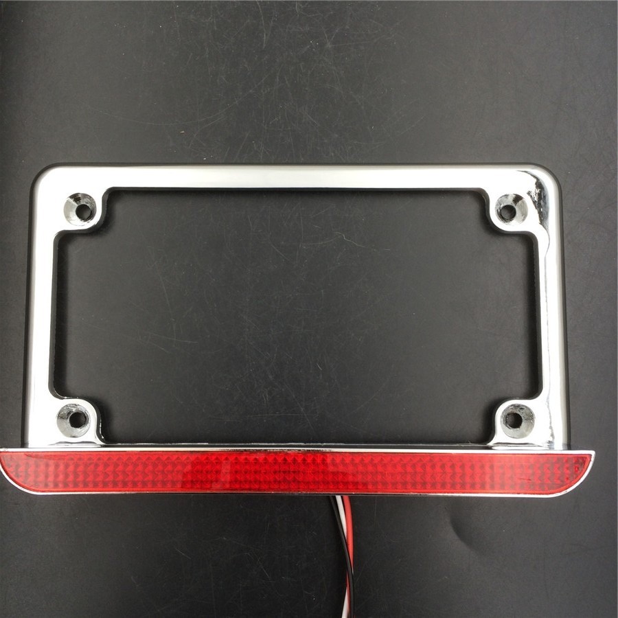 Chrome 7″x4″ License Plate Frame 6″ LED For Honda/Suzuki/Yamaha/Kawasaki/Harley