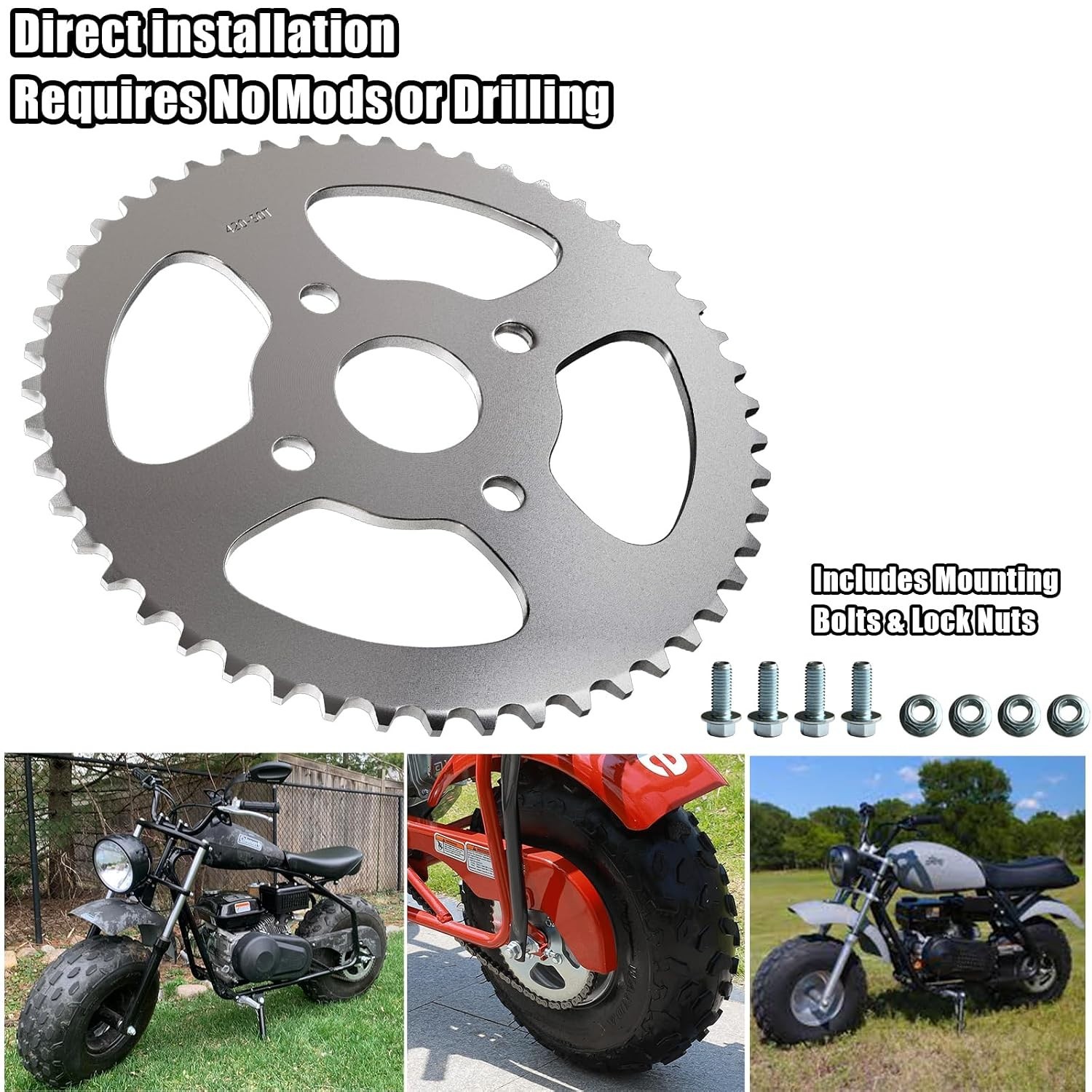 Precision 50 Tooth Sprocket for Coleman Series – Includes Rust-Proof Screws