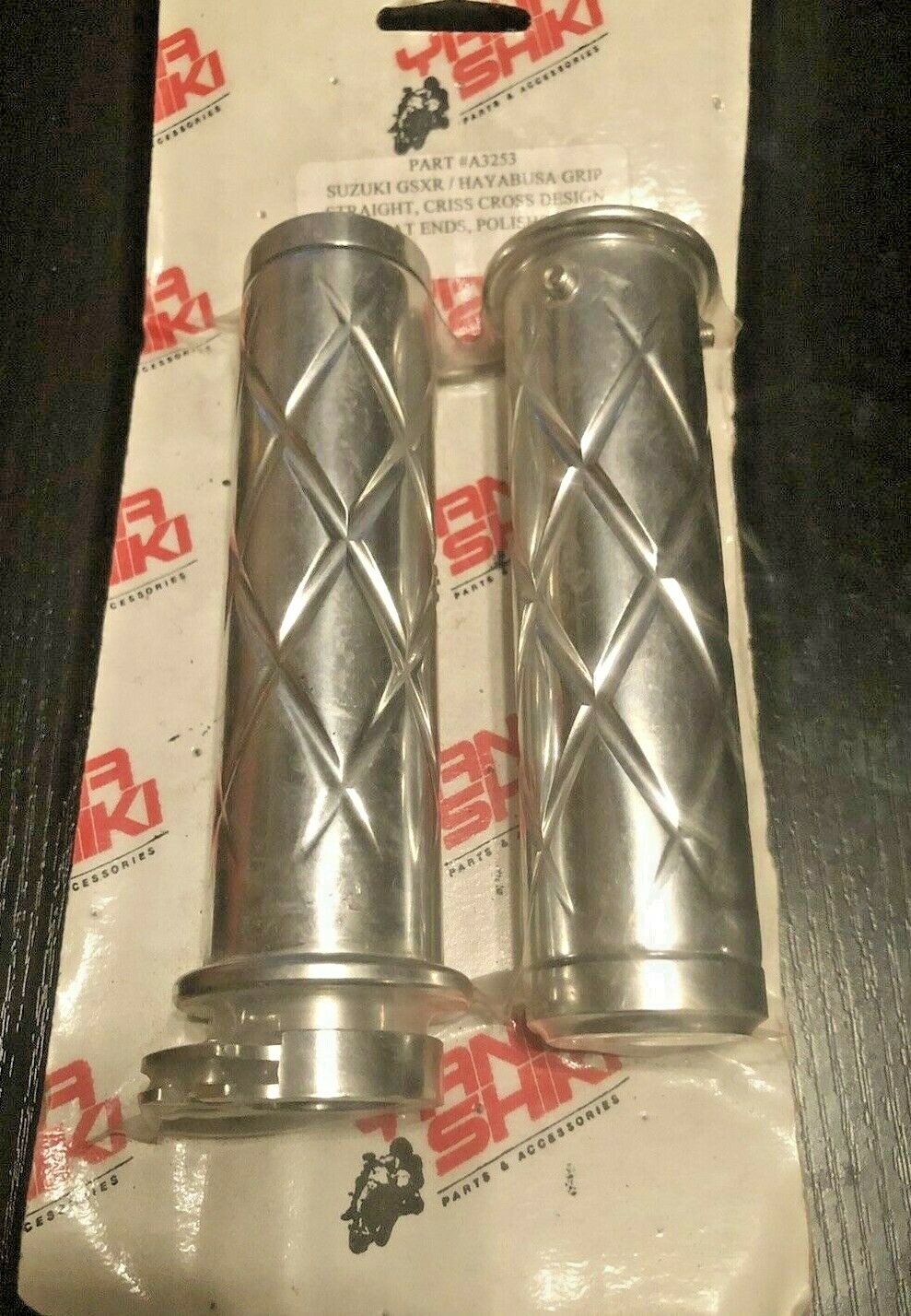 Yana Shiki A3253 Polished Cross Design Billet Grips Suzuki GSX-R 7/8″