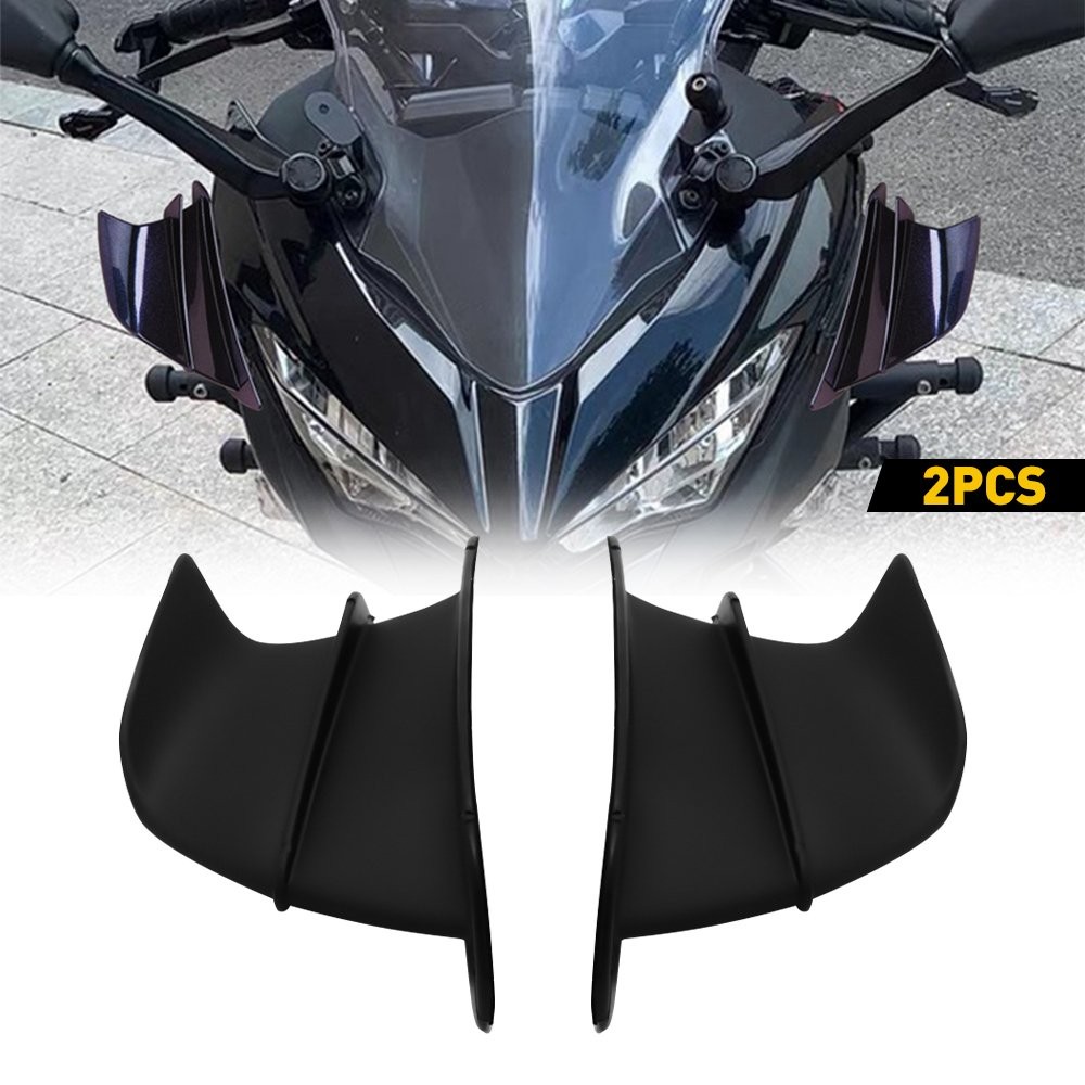 Black Motorcycle Winglets Air Deflector Kit Side Wing Cover Spoiler Replace