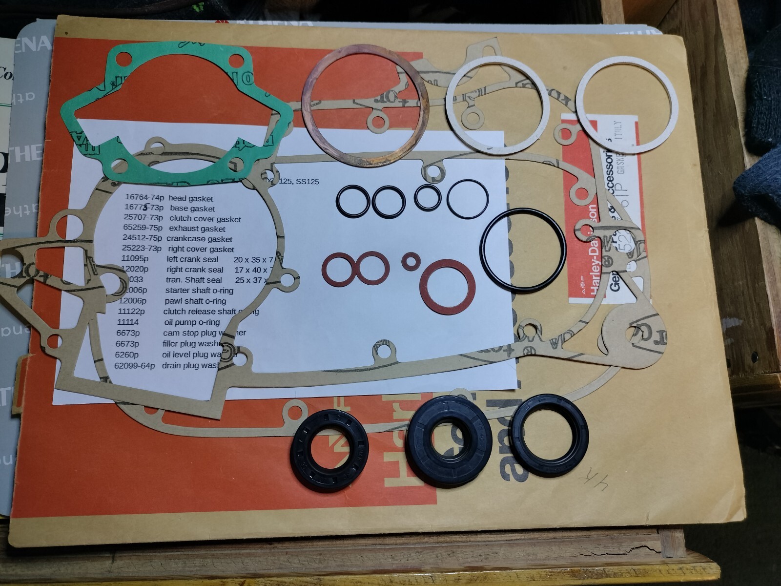 HARLEY DAVIDSON AERMACCHI 1975-76 125CC Gasket set
