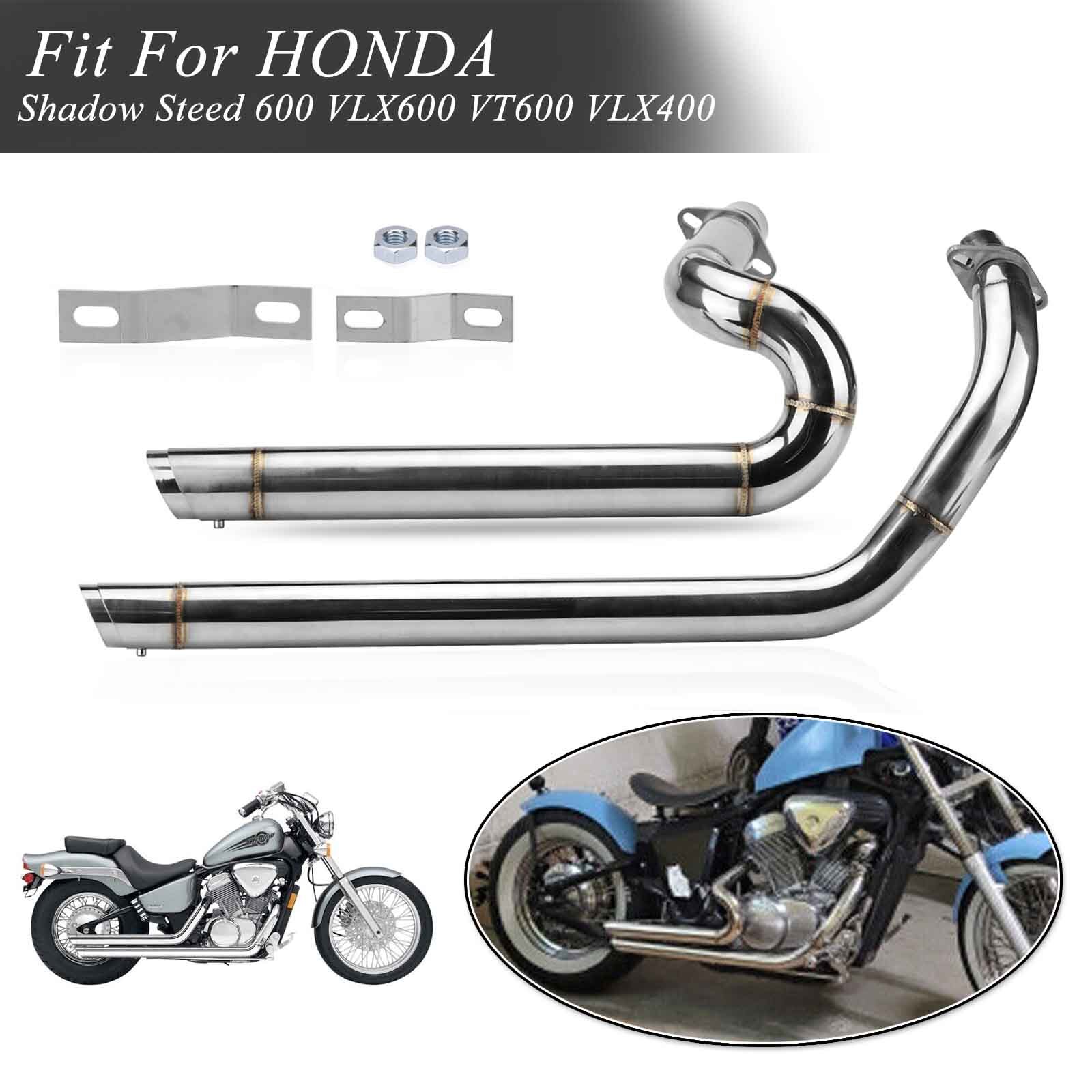 Chrome Exhaust Pipe System Muffler For Honda Shadow VLX600 VT600C VT600CD VT400