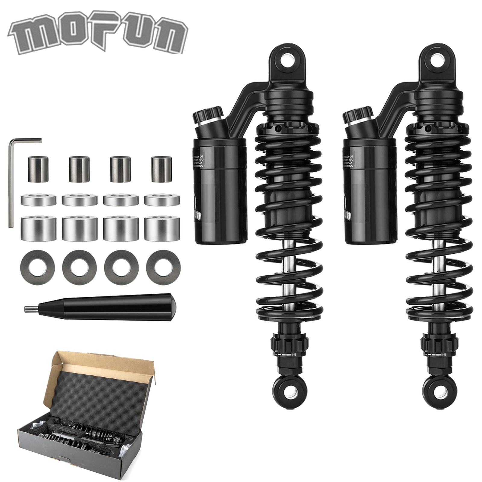 12″ Adjustable Remote Reservoir Rear Shocks Suspension for Harley Dyna 1991-2017