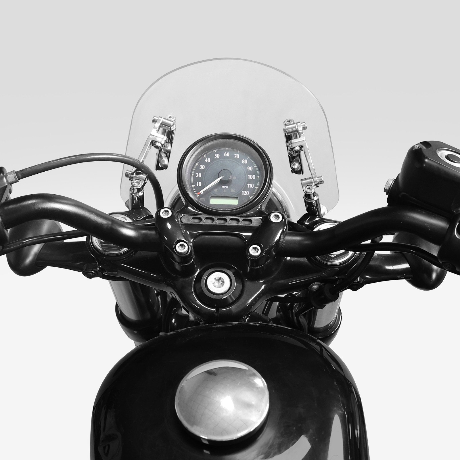 Universal Motorcycle Windshield Windscreen Clear Fit For 5”-7” Round Headlight