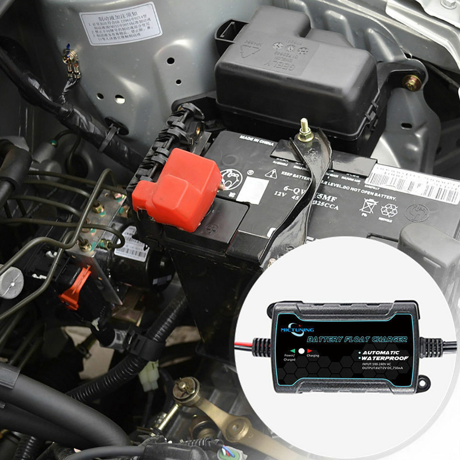Automatic Battery Charger 6V/12V Maintainer Motorcycle Trickle Float Charger Kit