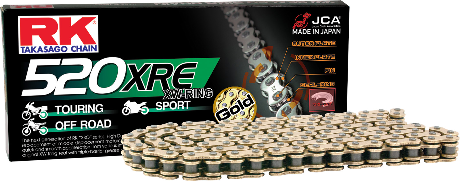 RK 520 XRE XW-Ring Chain, 150 Links Gold GB520XRE-150