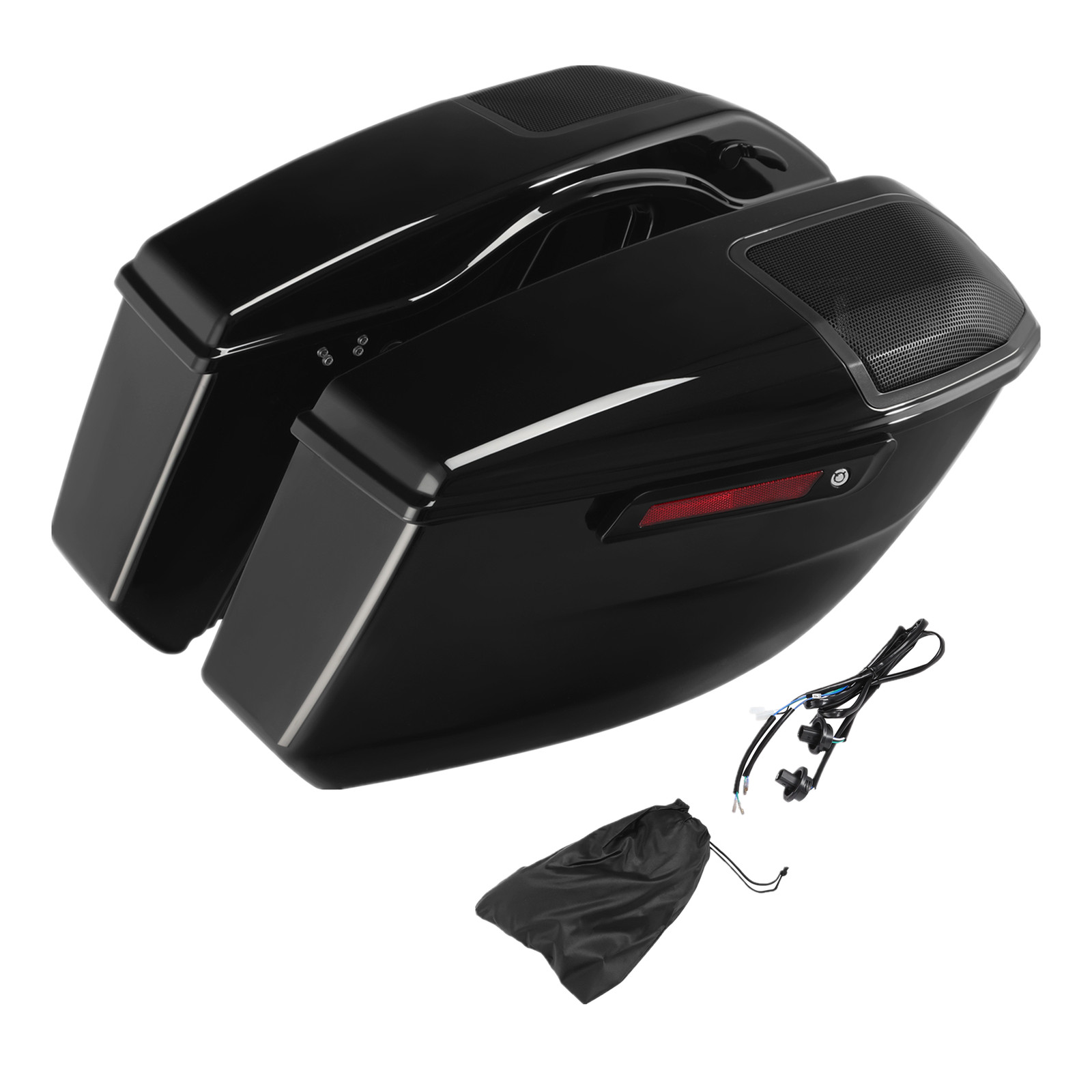 Vivid Black Hard Saddlebags Fit For Harley CVO Street Road Glide ST FLHX 23-25