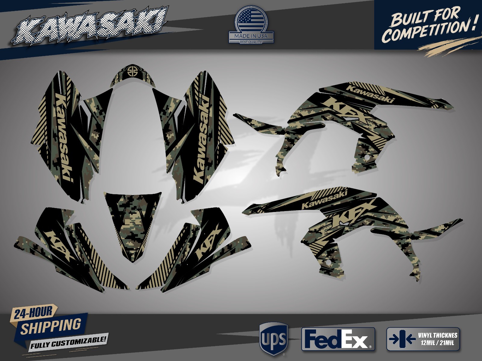 Kawasaki KFX 450R – 2008 – 2014 Graphics kit stickers decals ATV UTV