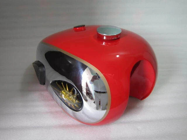 BSA A7 A10 Red Painted Chrome Petrol Tank With Petrol Cap