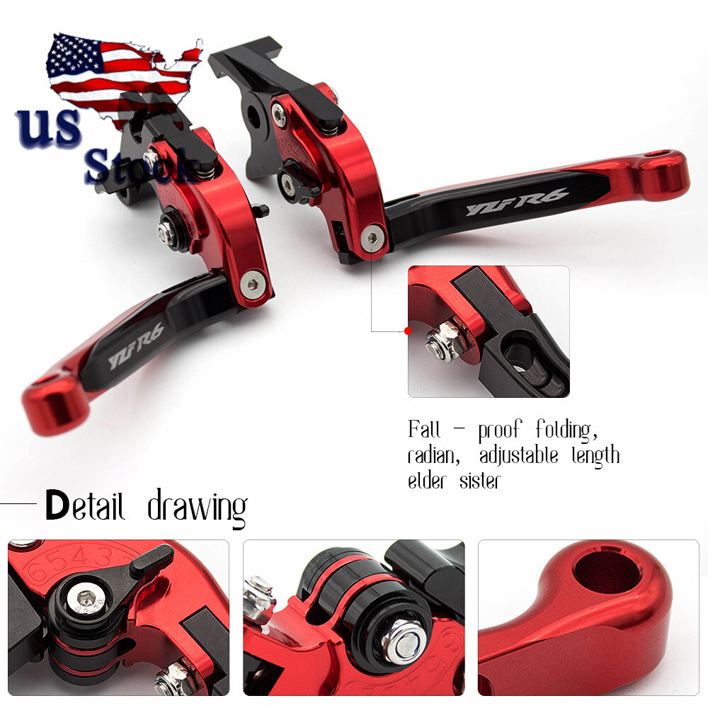 For Yamaha R6S CANADA VERSION 2007-2009 Red Folding Extend Brake Clutch Levers